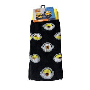 Men’s Black Cartoon Crew Socks 9-13 | Funny Eye Pattern Novelty